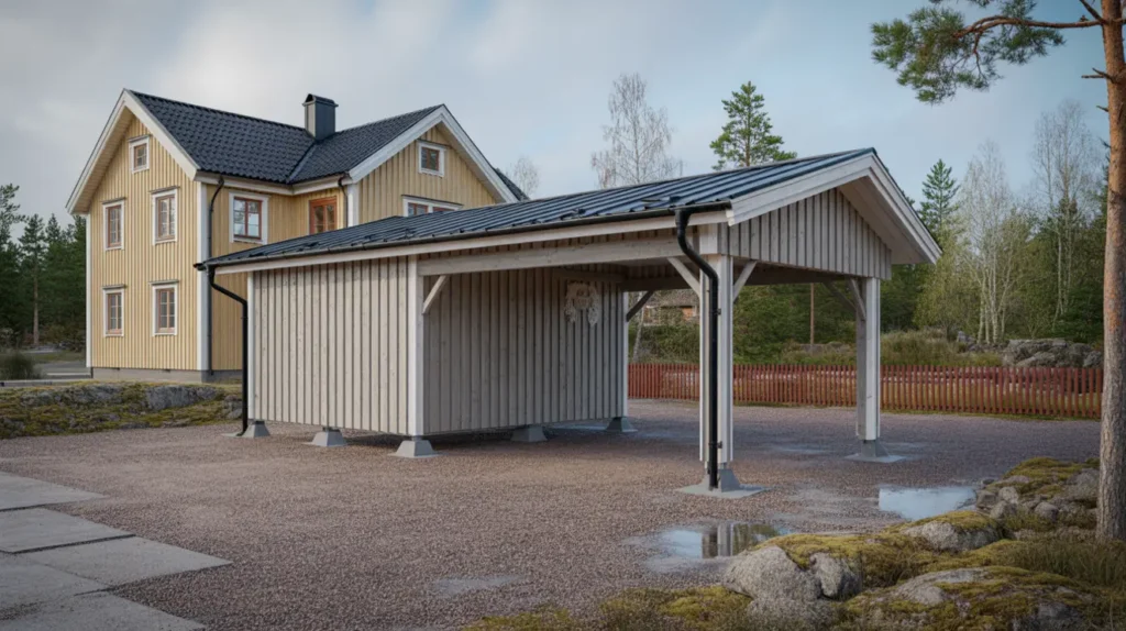 nybyggnation av carport med f rr d i tr ngsund skog s