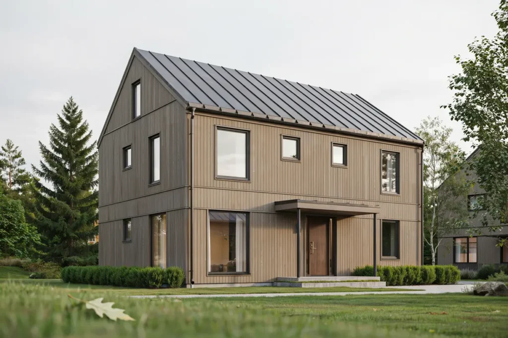 fasadrenovering och byte av ytterpanel p villa i skog s